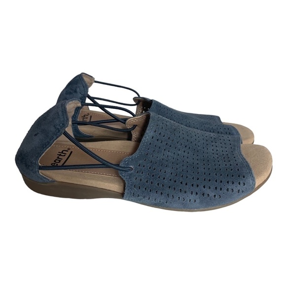 Earth Alder Abra Indigo Suede Perforated Open Toe Comfort Sandals Shoes Sz 6M - Picture 4 of 12
